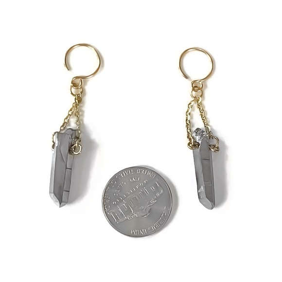 14KYGF Crystal Quartz Point Earrings - Picture 4 of 12